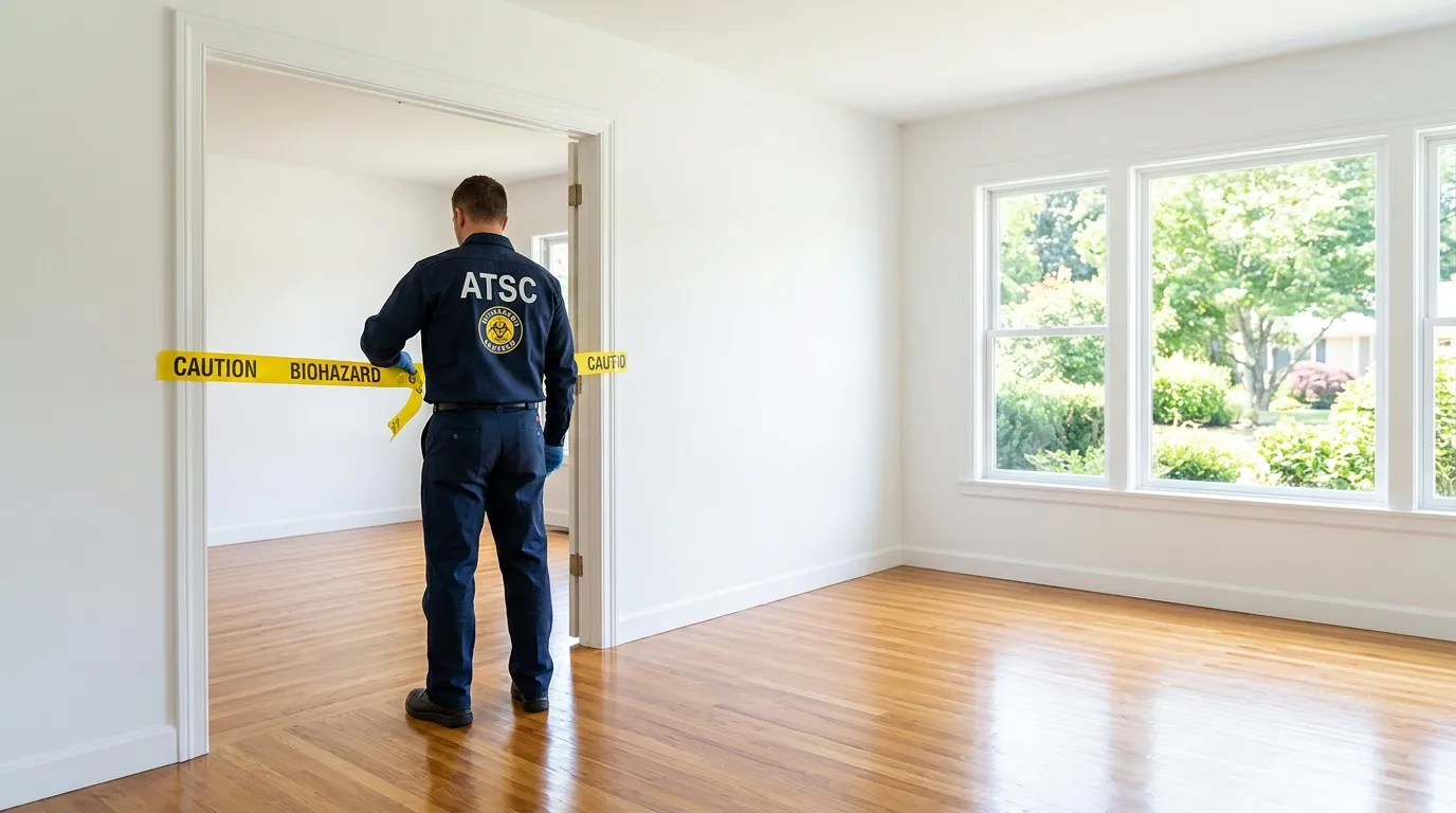 Certified biohazard cleanup crew performing Trauma Scene Cleanup in Woburn